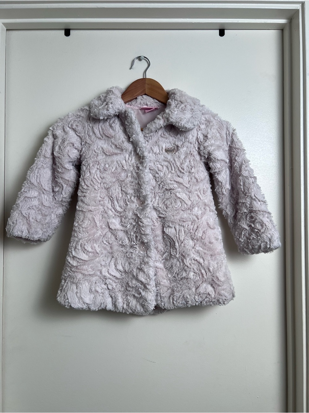 Juicy Couture Kids Faux Fur Coat Blush Pink Mauve Girls Size 5
